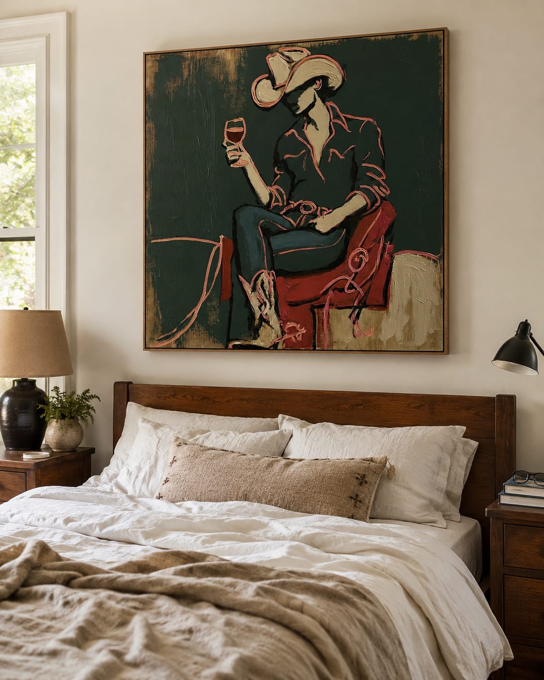 Customer photo review of Evening Toast-Cowboy Wine Painting