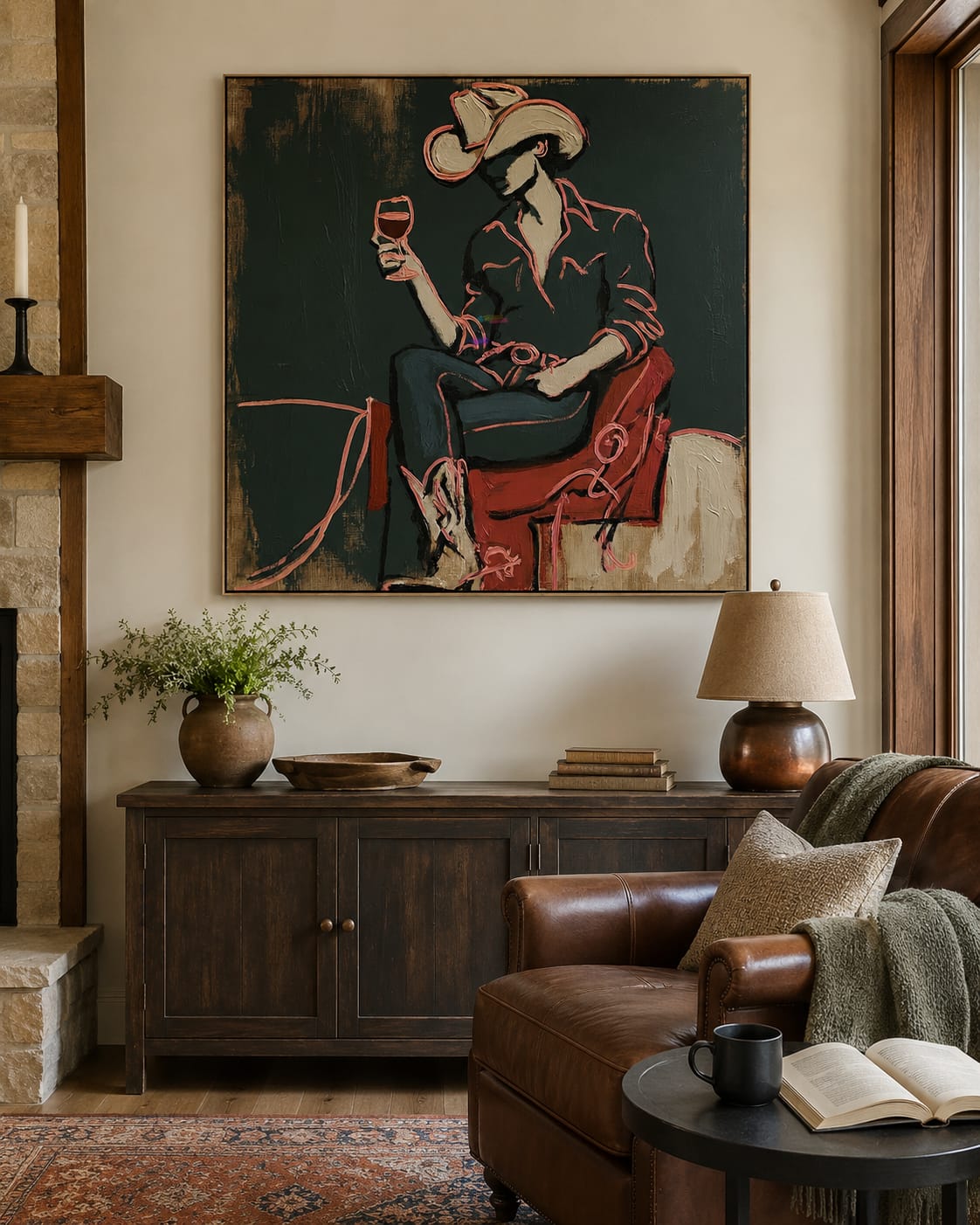 Customer photo review of Evening Toast-Cowboy Wine Painting