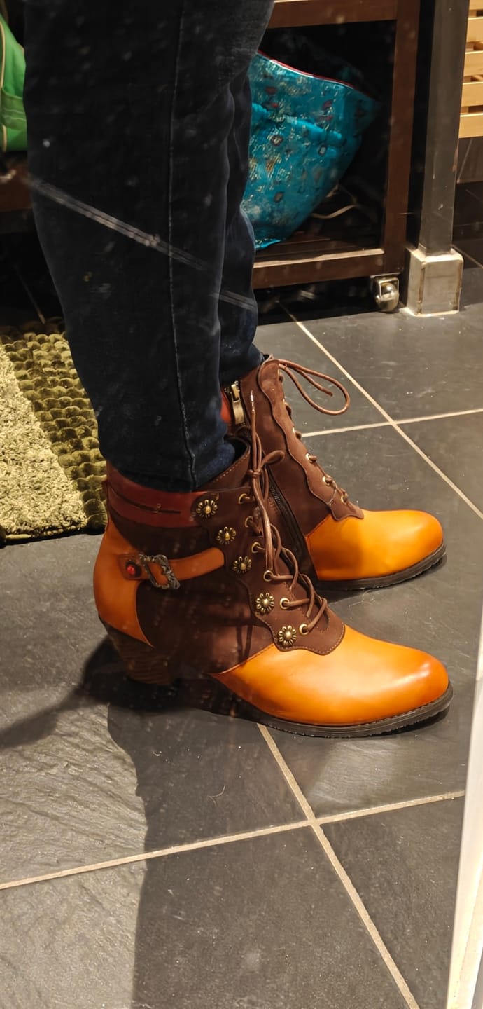 Customer photo review of Floral Scallop Vintage Boots