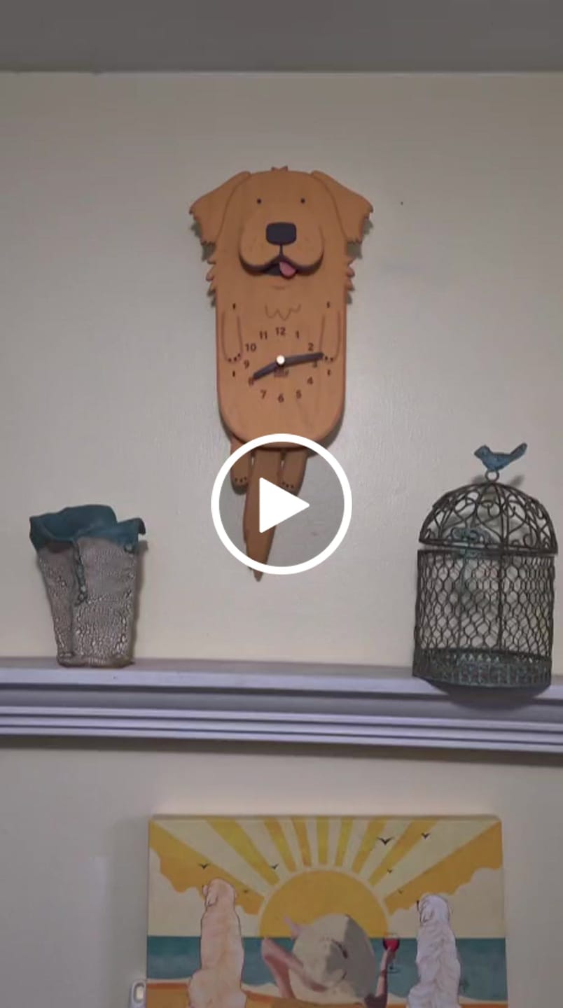 Customer video review of Charlie the Golden Retriever Pendulum Clock