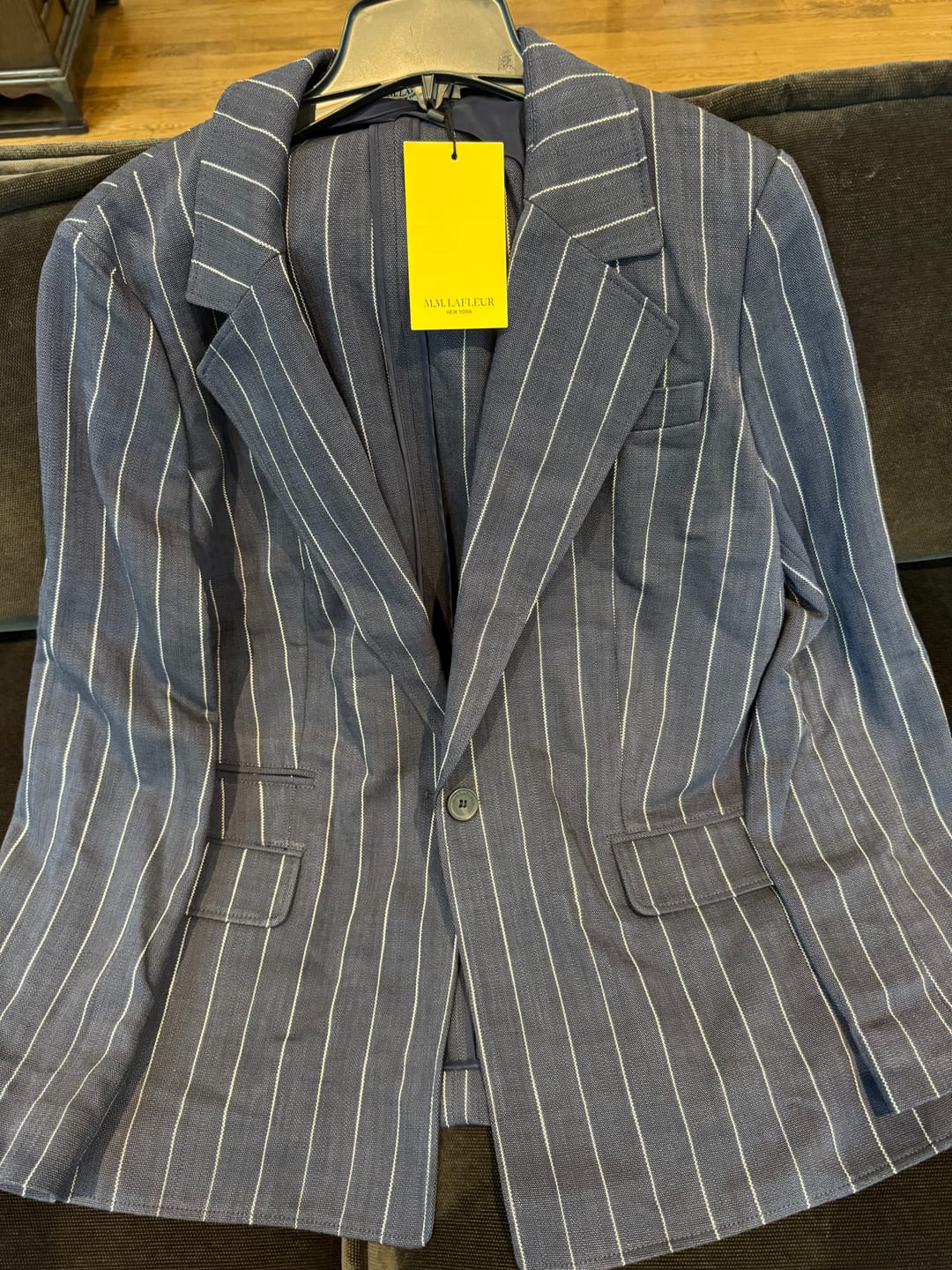 Customer photo review of Teddy Breeze Jacket - Woven Pinstripe :: Navy/Ivory