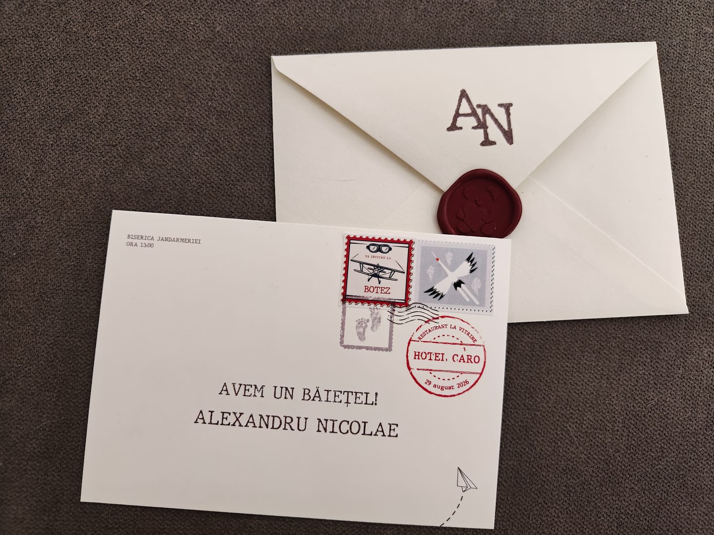 Customer photo review of Infinitus stamp, invitație botez, fetiță/băiețel, handmade