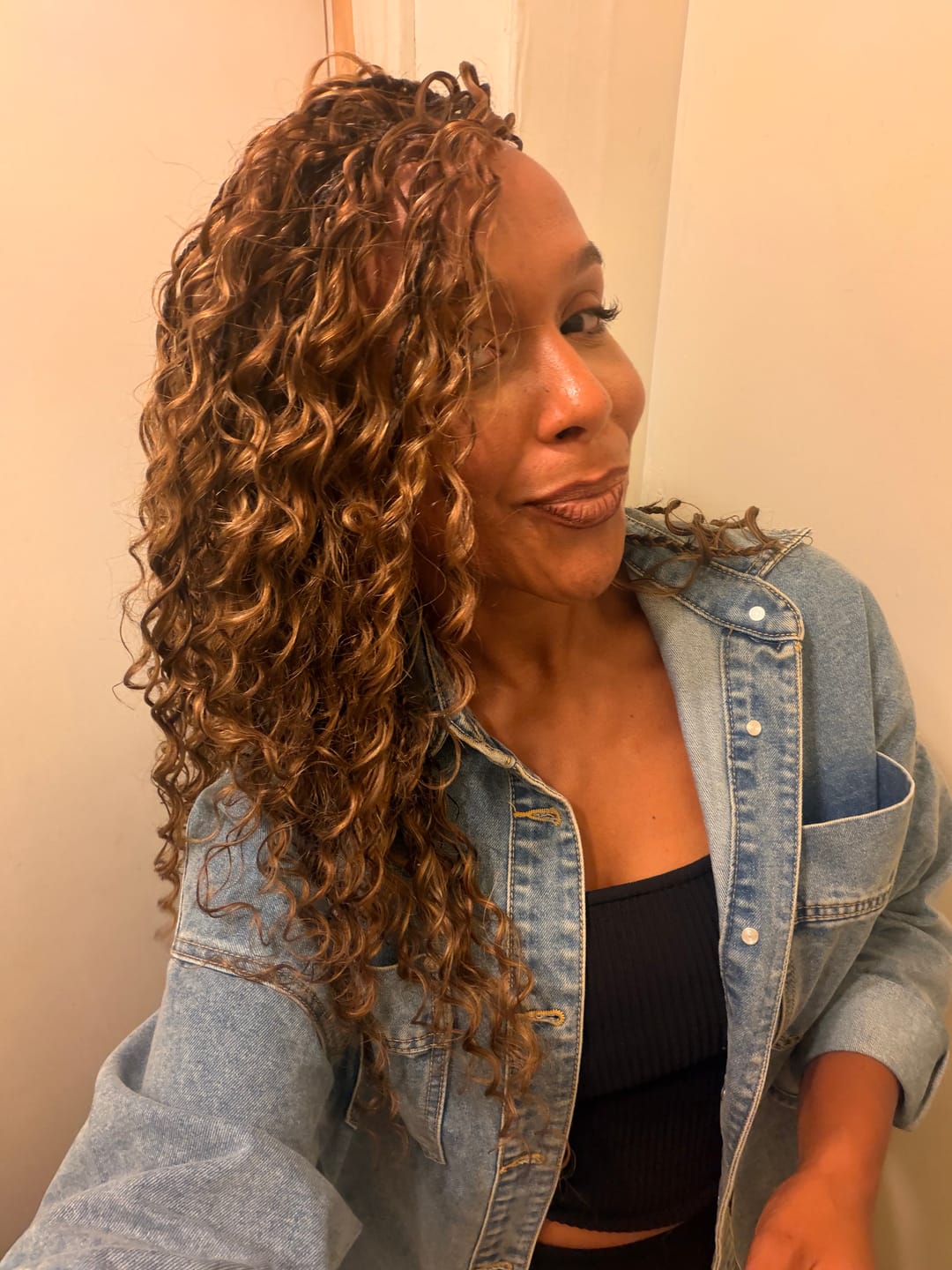 Customer photo review of #4/27/30 Mix Color Blend Loose Deep Wave Human Crochet Hair