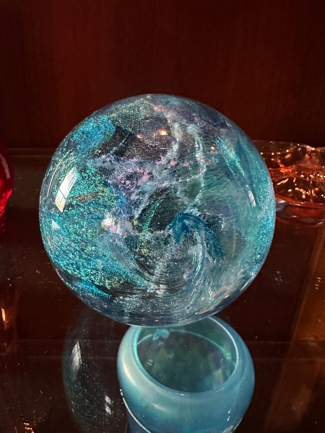 Customer photo review of Dichroic Explosion Orb with Cremation Ash
