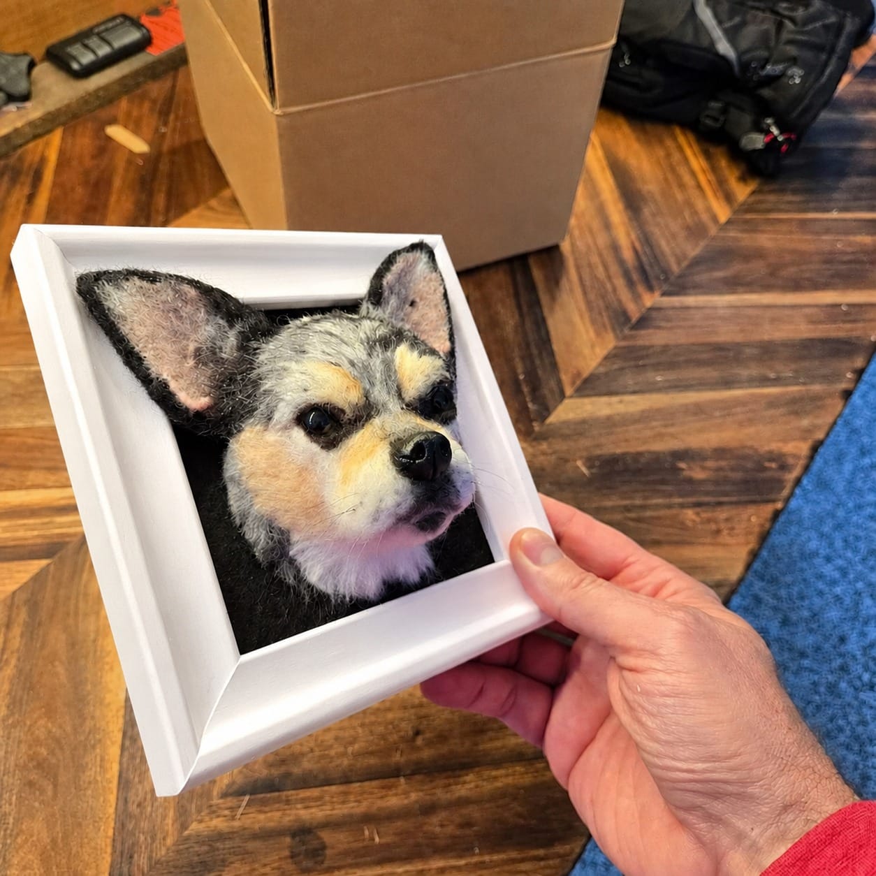 Customer photo review of Handmade felt pet head photo frame