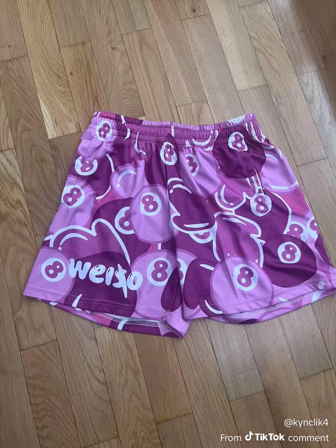 Customer photo review of PURPLE 8 BALL SHORTS