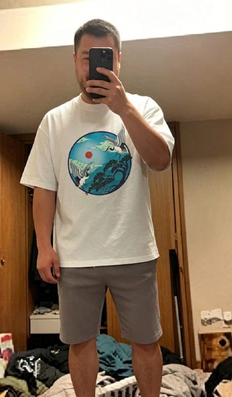 Customer photo review of Front Print - Flying Cranes T-Shirt