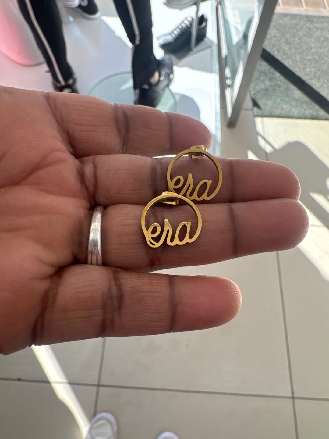 Customer photo review of Gold Era Logo Studs