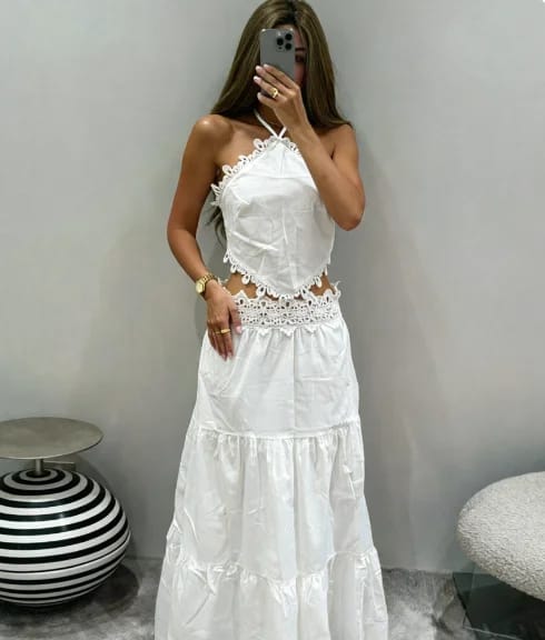 Customer photo review of Helena Ethereal Linen Top Skirt Set