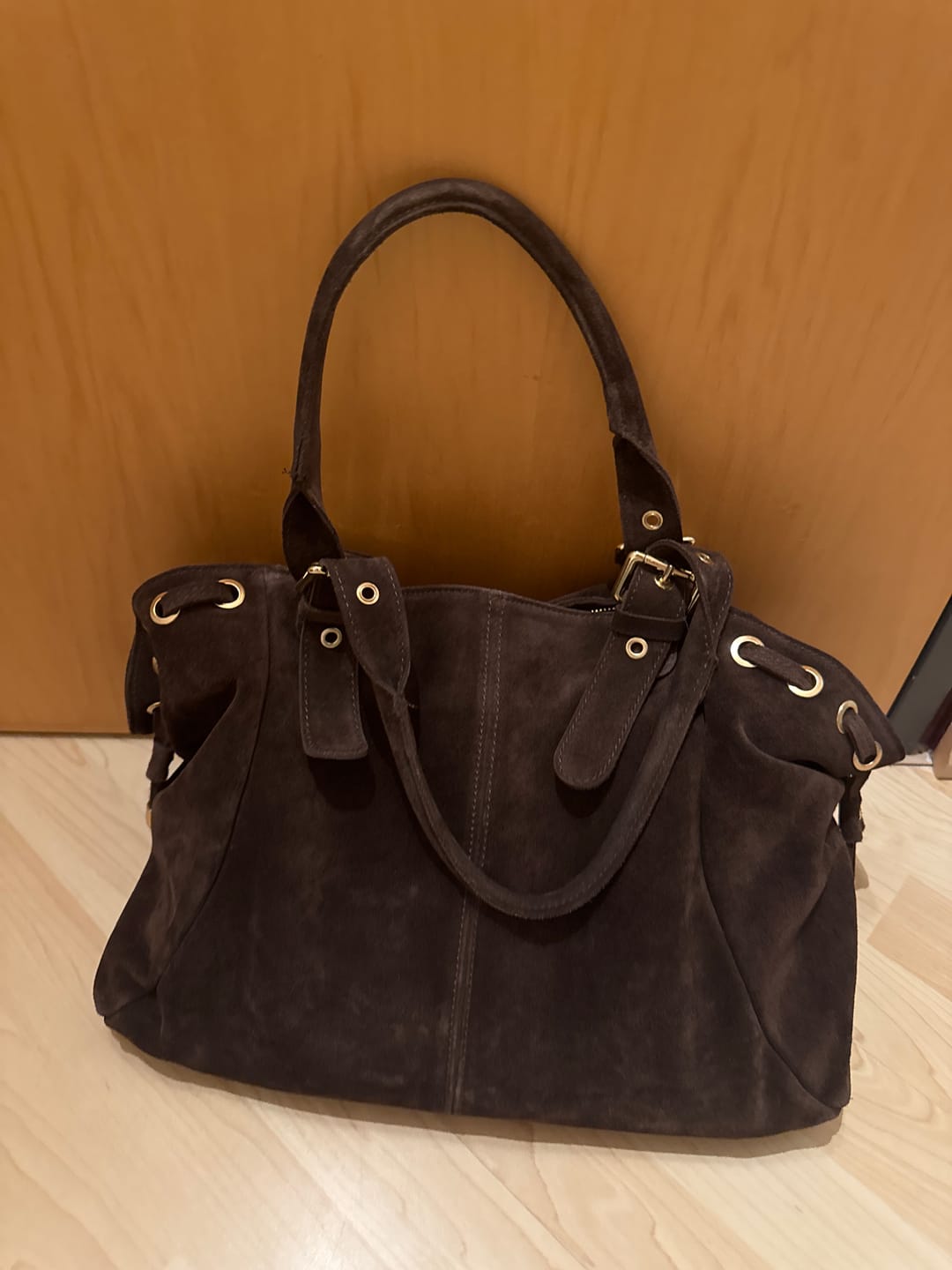 Customer photo review of Suède Muse bag espresso