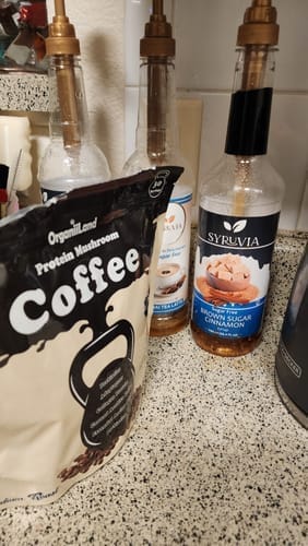 Customer photo review of Protein Mushroom Coffee