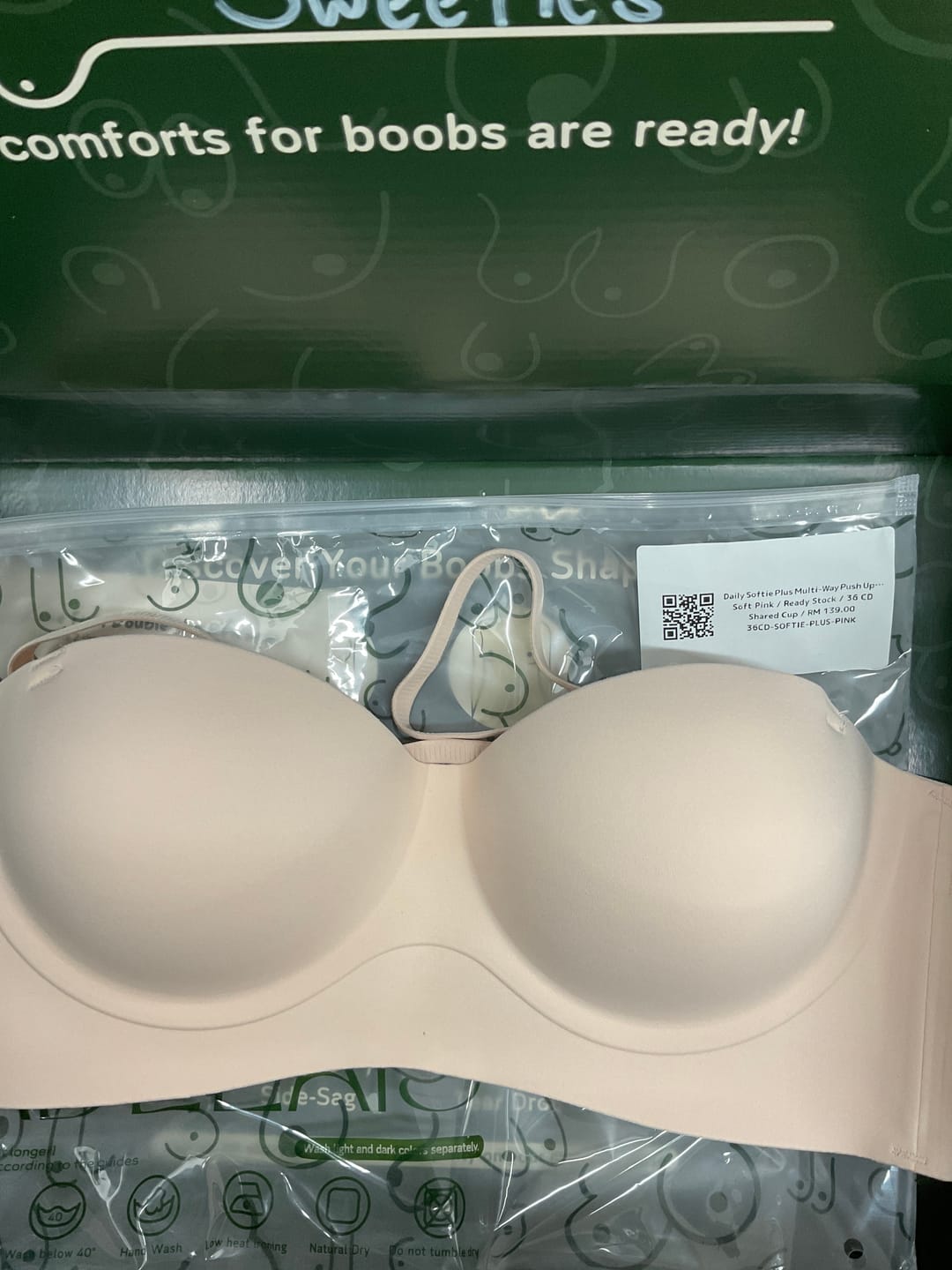 Customer photo review of Daily Softie Plus Multi-Way Push Up Bra In Soft Pink - Size 34CD-40CD