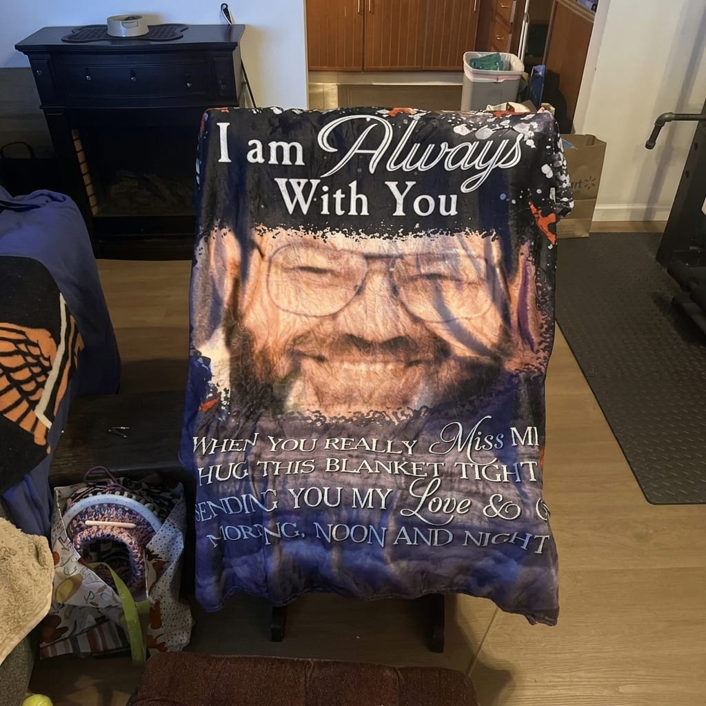 Customer photo review of I'm Always With You - Personalized Memory Photo Blanket