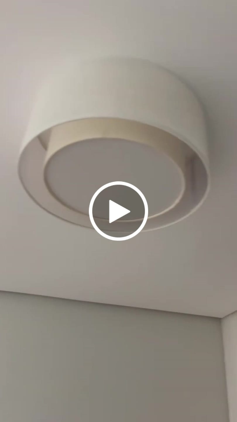 Customer video review of Luminária Pendente de Teto com Cúpula Dupla em Linho 40cm