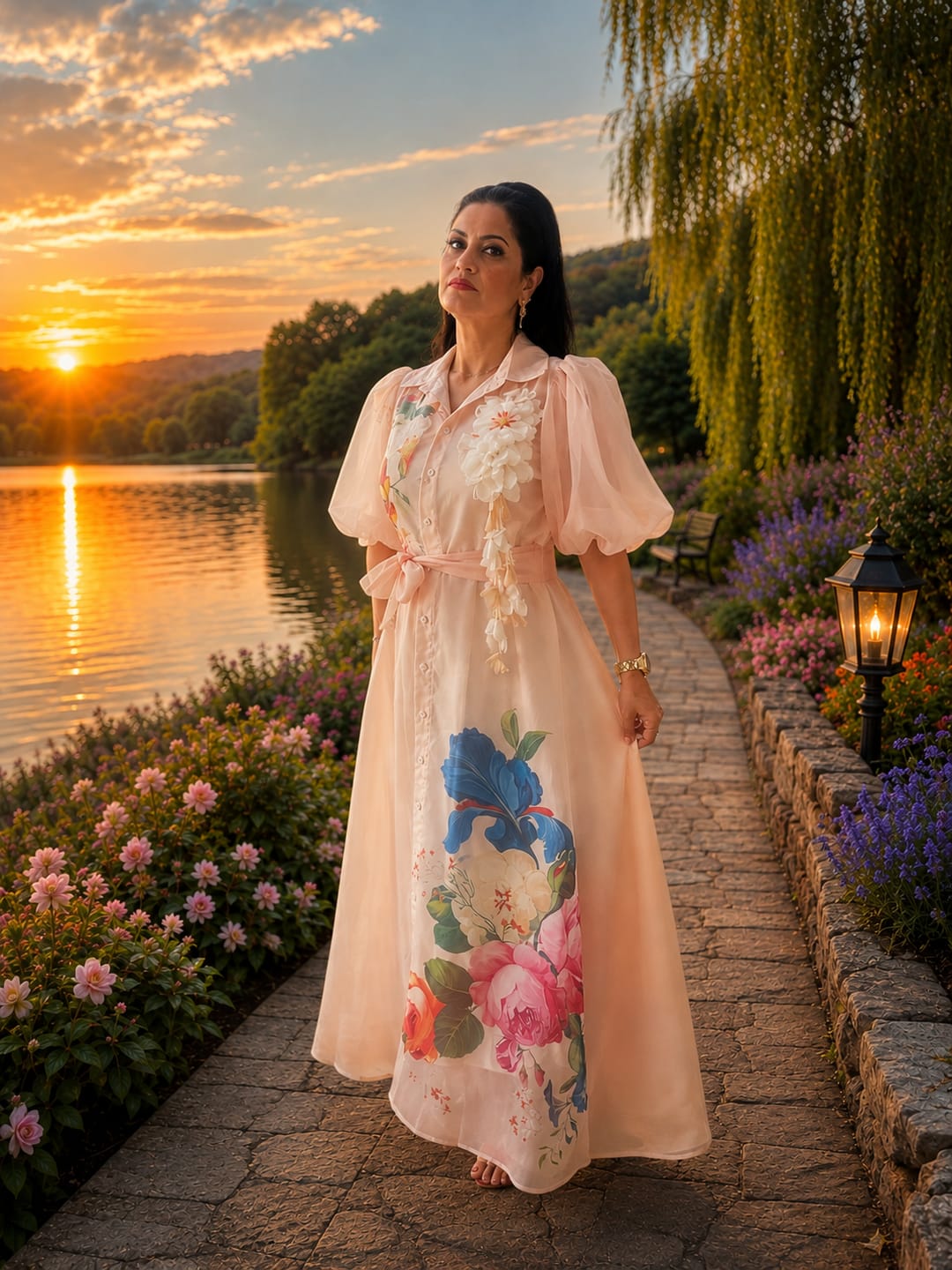 Customer photo review of Rochie maxi Peonia din organza cu imprimeu floral
