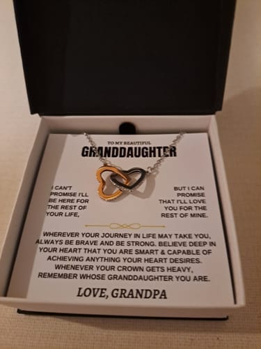 Customer photo review of Gift for Granddaughter from Grandpa Interlocking Hearts Necklace Gift