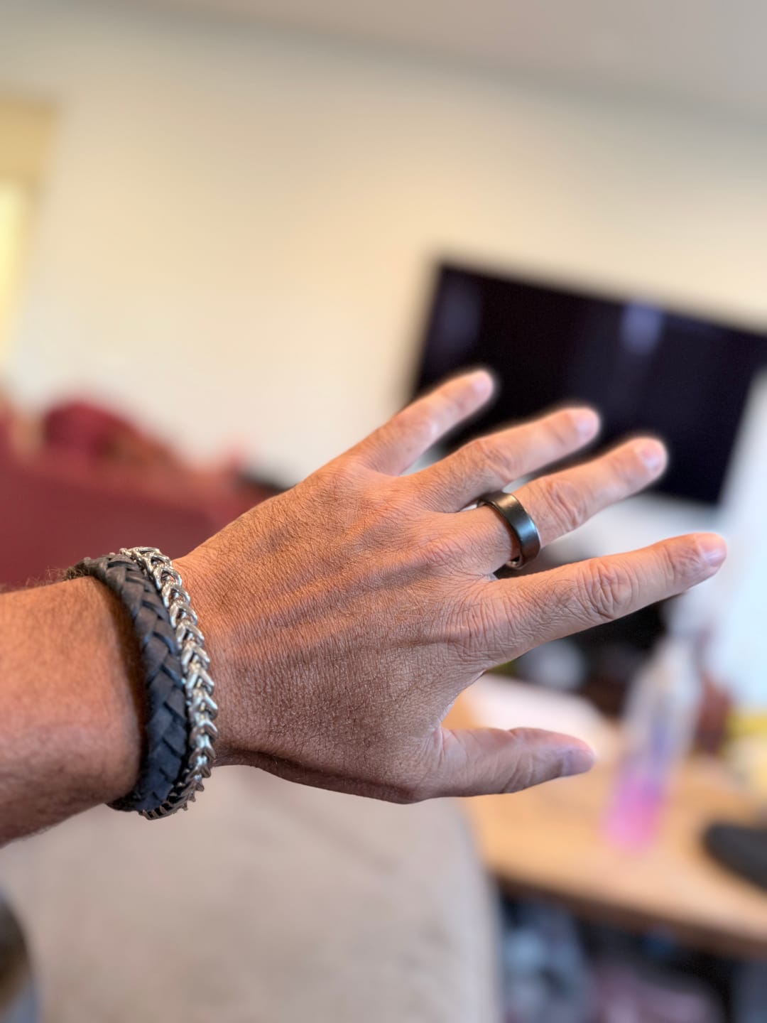 Customer photo review of Ship Grey Leather Bracelet | 10MM