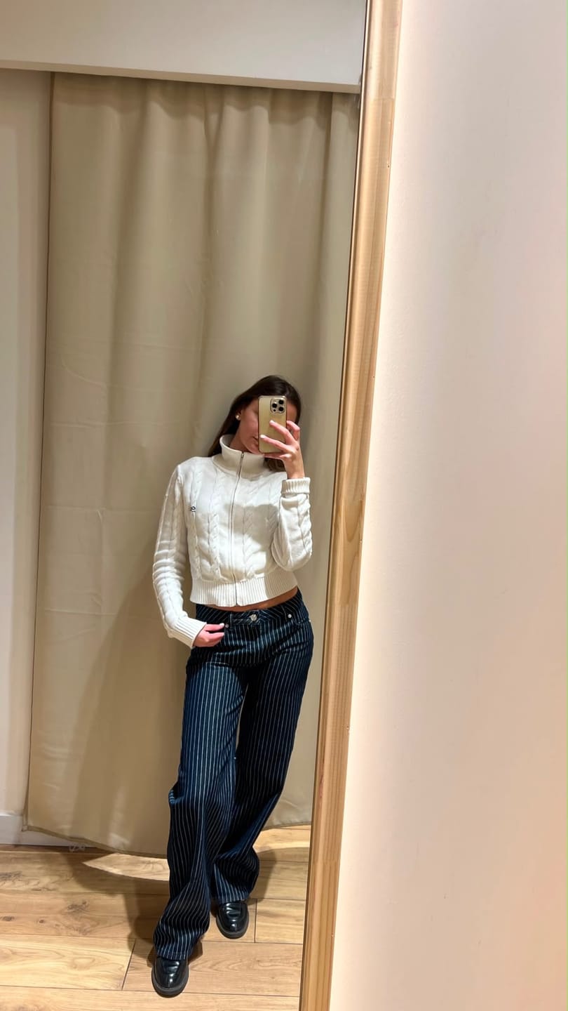 Customer photo review of Pantalón Denim Rayado Indigo