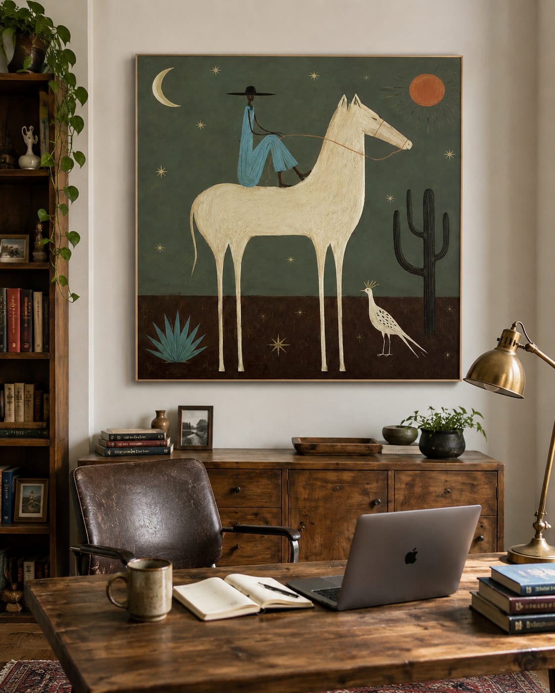 Customer photo review of Desert Moon Rider-White Horse Painting