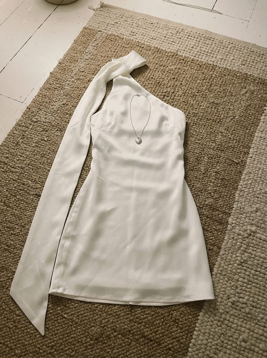 Customer photo review of Cassandra Scarf Mini Dress - Pearl