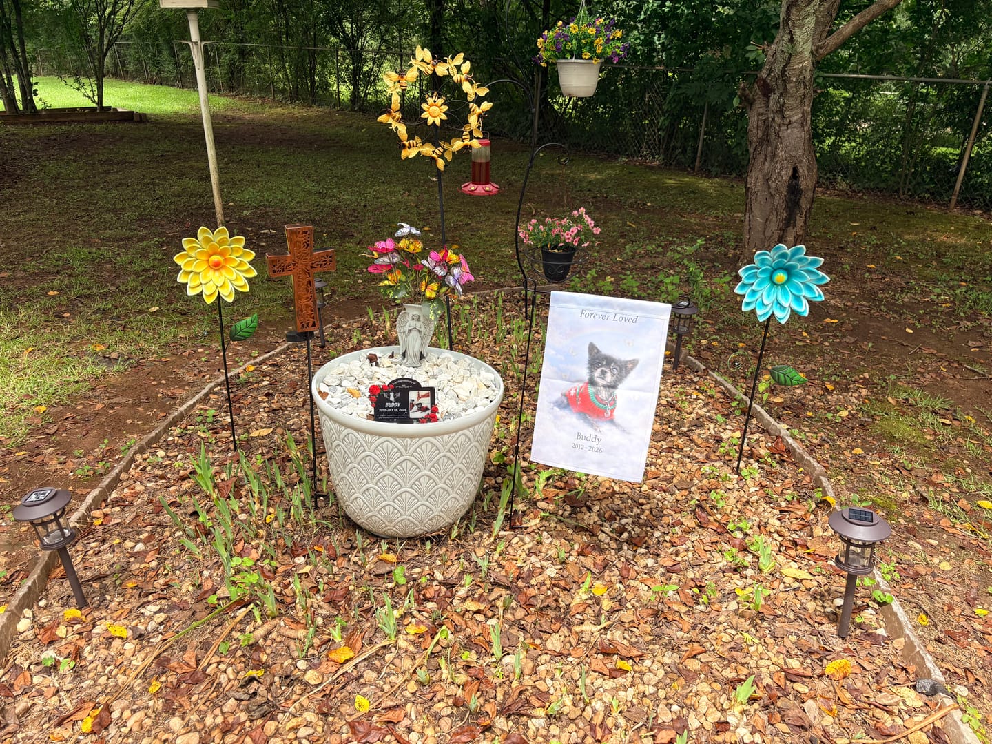 Customer photo review of Forever Loved - Personalized Garden Flag