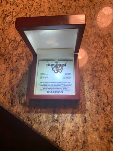 Customer photo review of Gift for Granddaughter from Grandpa Interlocking Hearts Necklace Gift