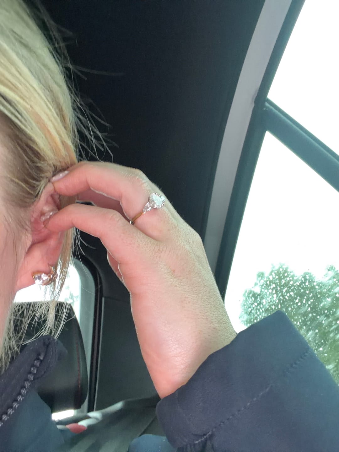 Customer photo review of Teardrop Studs In Gold