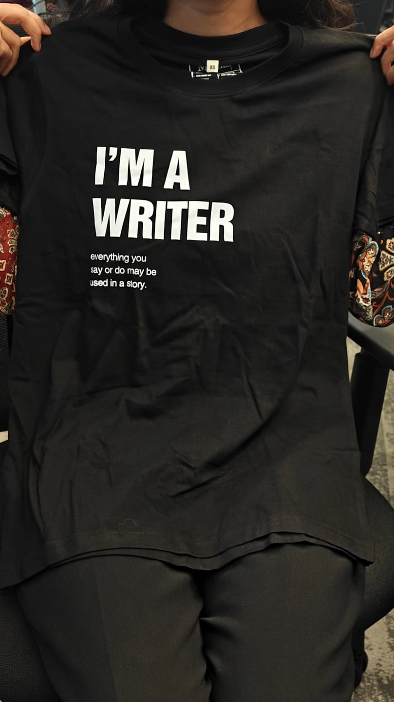 Customer photo review of I'm A Writer: Funny Tee
