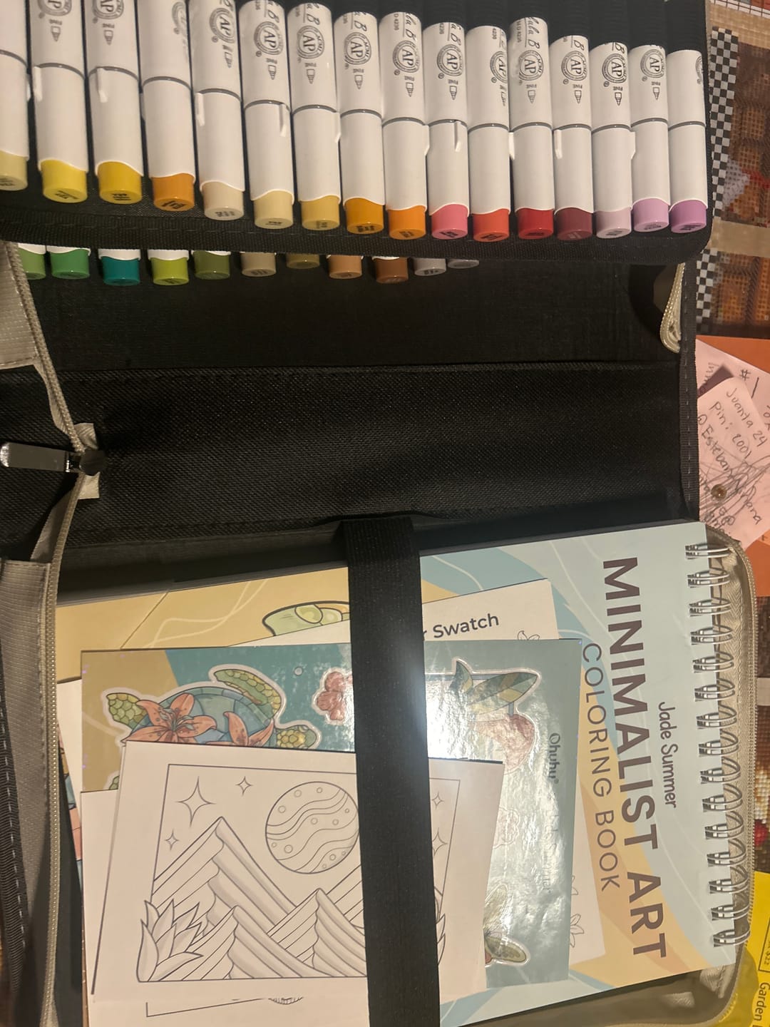 Customer photo review of Ohuhu x Jade Summer Alcohol Markers & Coloring Book Set, 47 Colors + 1 Colorless Blender, Honolulu B, Brush & Fine Dual Tips