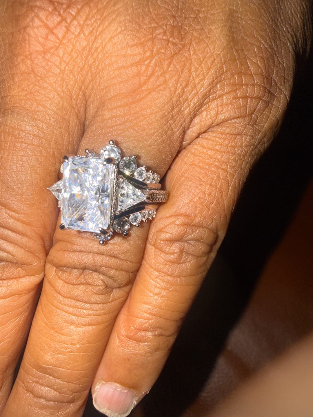 Customer photo review of Louily Sterling Silver Classic Square Princess Cut Stud Earrings