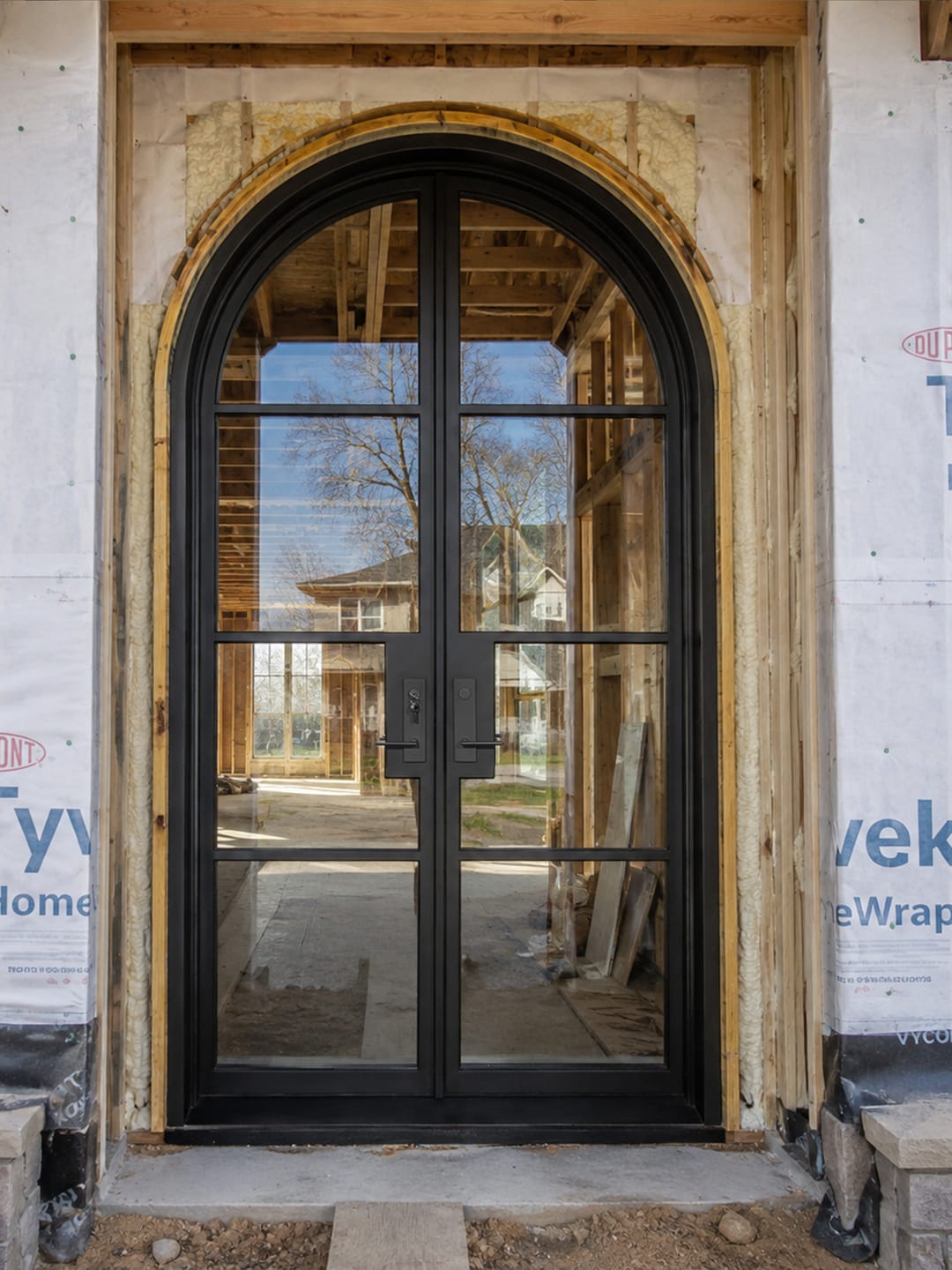 Customer photo review of Wrought Iron Glass French Double Door with Round Top F117