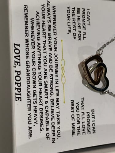 Customer photo review of Gift for Granddaughter from Grandpa Interlocking Hearts Necklace Gift