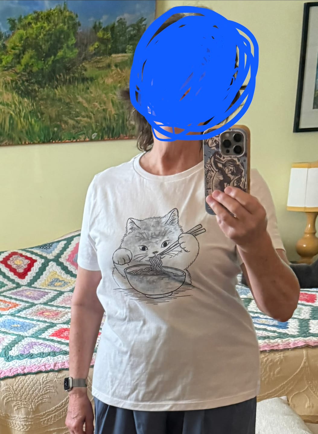 Customer photo review of Ramen Meow Womens Tee