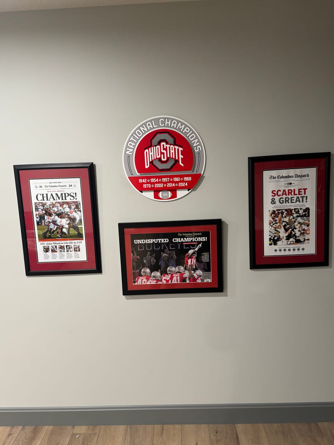 Customer photo review of Ohio State Buckeyes DYNASTY - 2024 National Championship w/ Replaceable Icon Plate 3D Vintage Metal Wall Art