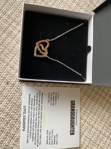 Customer photo review of Gift for Granddaughter from Grandpa Interlocking Hearts Necklace Gift