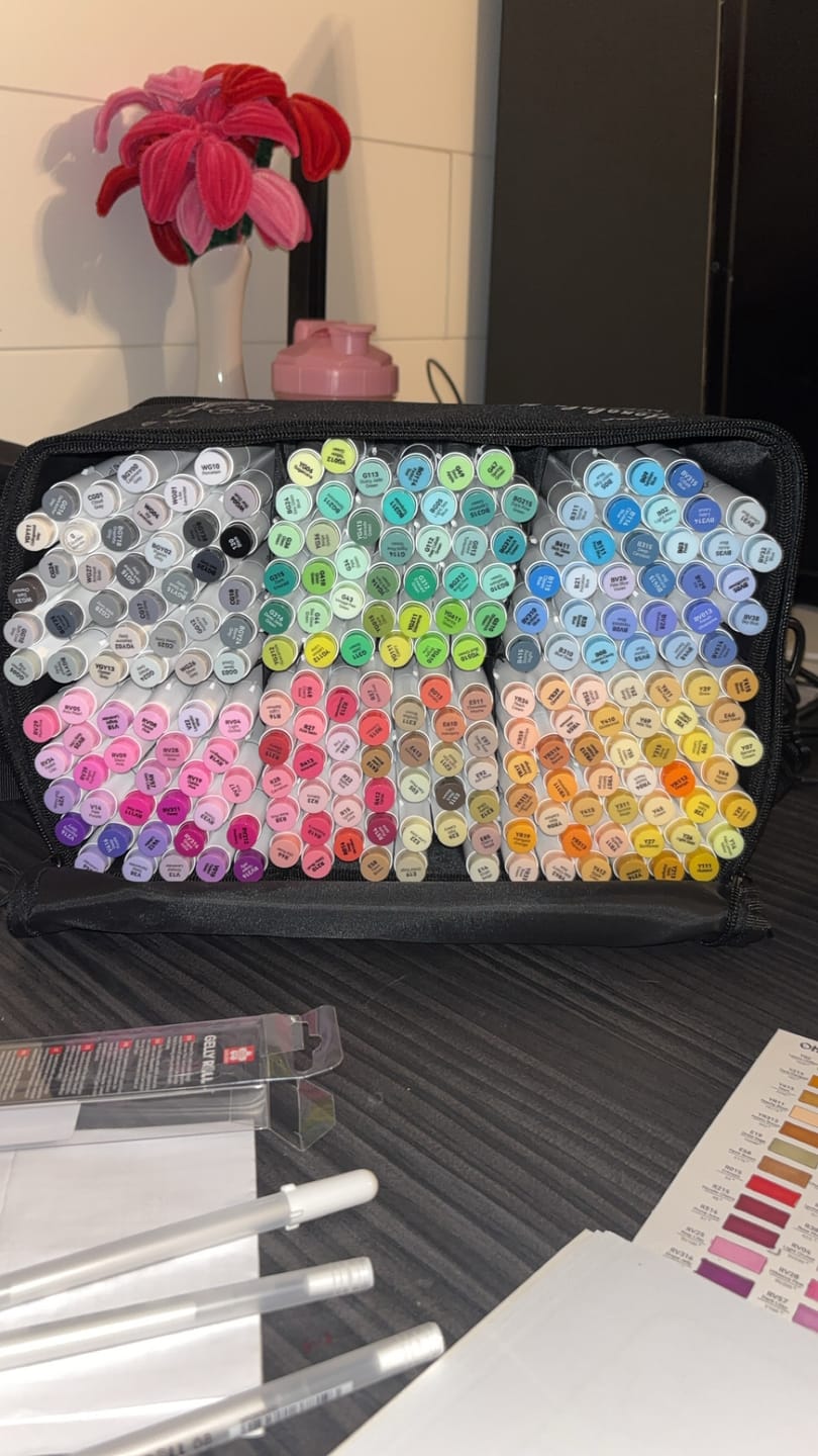 Customer photo review of Ohuhu Honolulu 216 Colors Dual Tips Alcohol Art Markers (New Color Codes)