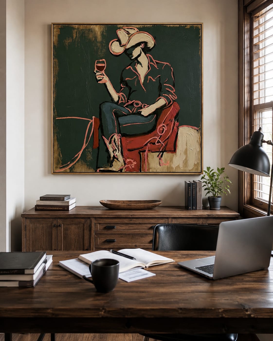 Customer photo review of Evening Toast-Cowboy Wine Painting