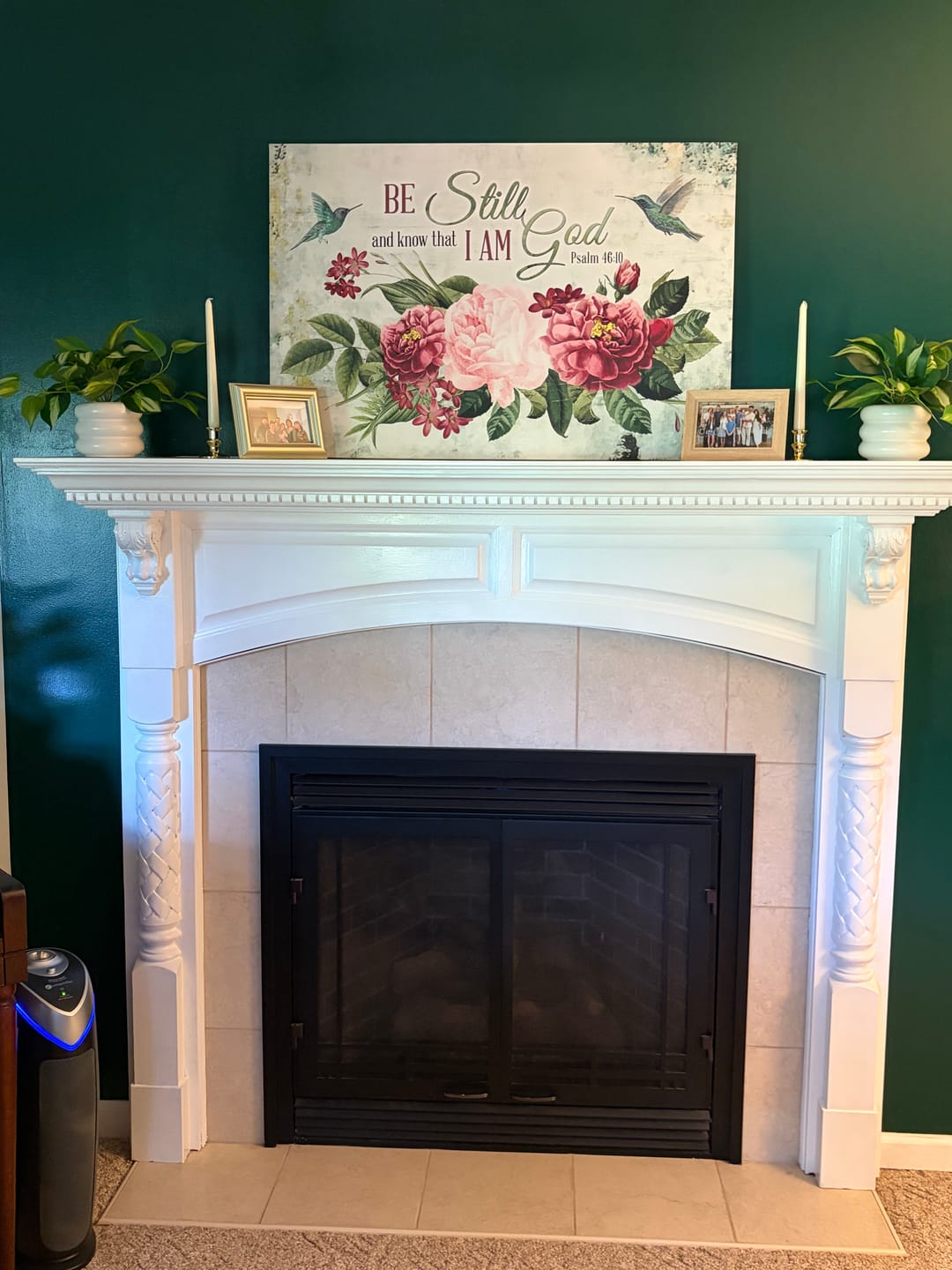 Customer photo review of Be Still and Know That I Am God, Vintage Flower Hummingbird, Wall art canvas