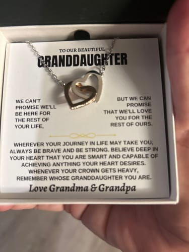 Customer photo review of Gift for Granddaughter from Grandpa Interlocking Hearts Necklace Gift