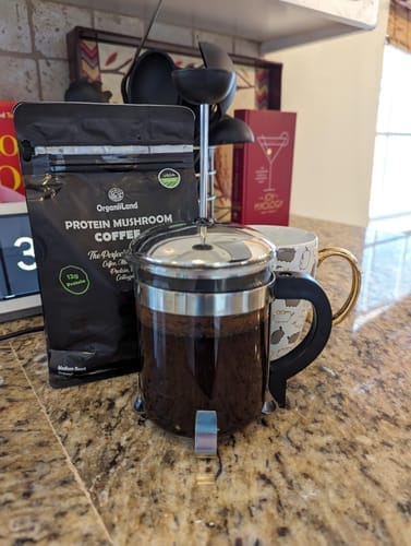Customer photo review of Protein Mushroom Coffee