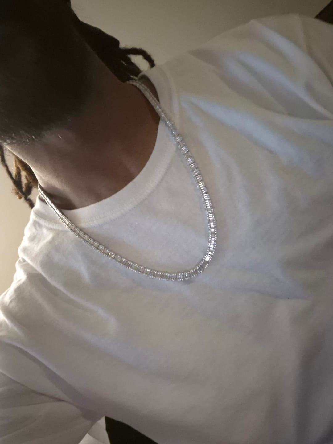 Customer photo review of 6MM Baguette Tennis Chain - White Gold