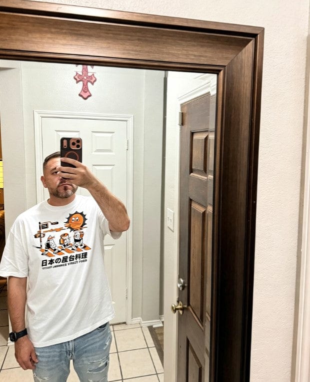 Customer photo review of Front Print - Street Food T-Shirt