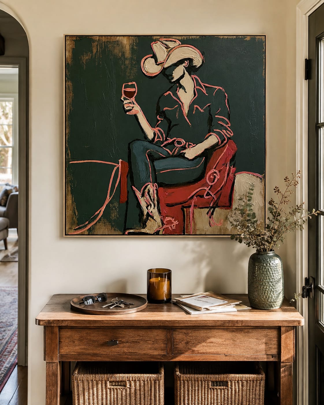 Customer photo review of Evening Toast-Cowboy Wine Painting