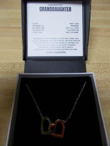 Customer photo review of Gift for Granddaughter from Grandpa Interlocking Hearts Necklace Gift