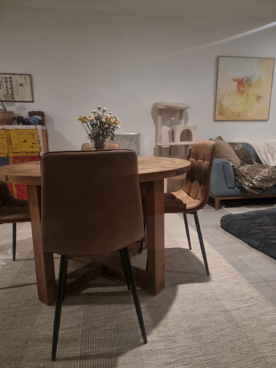 Customer photo review of 4x Dining Chairs Kitchen Chair Brown Faux Leather