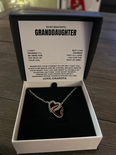 Customer photo review of Gift for Granddaughter from Grandpa Interlocking Hearts Necklace Gift