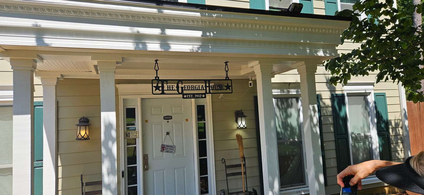 Customer photo review of Custom Hanging Ranch Sign - Personalized Metal Outdoor Entrance Plaque with Chains