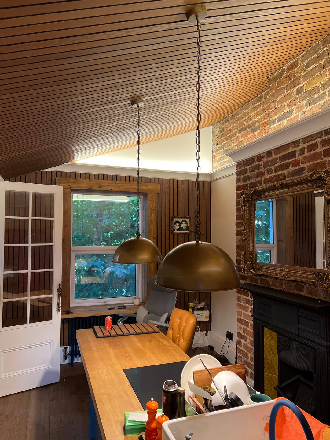 Customer photo review of Antique Brass/Brown Dome Pendant Lighting