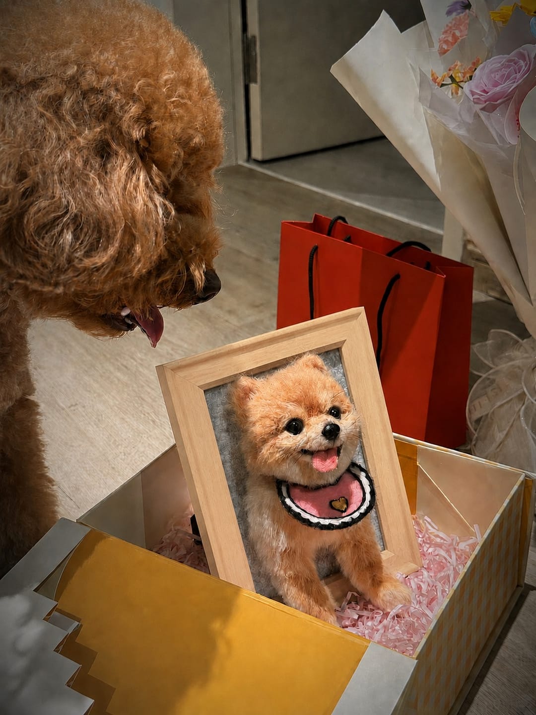 Customer photo review of Custom Pet Cloning Felt Portrait Frame