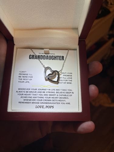 Customer photo review of Gift for Granddaughter from Grandpa Interlocking Hearts Necklace Gift